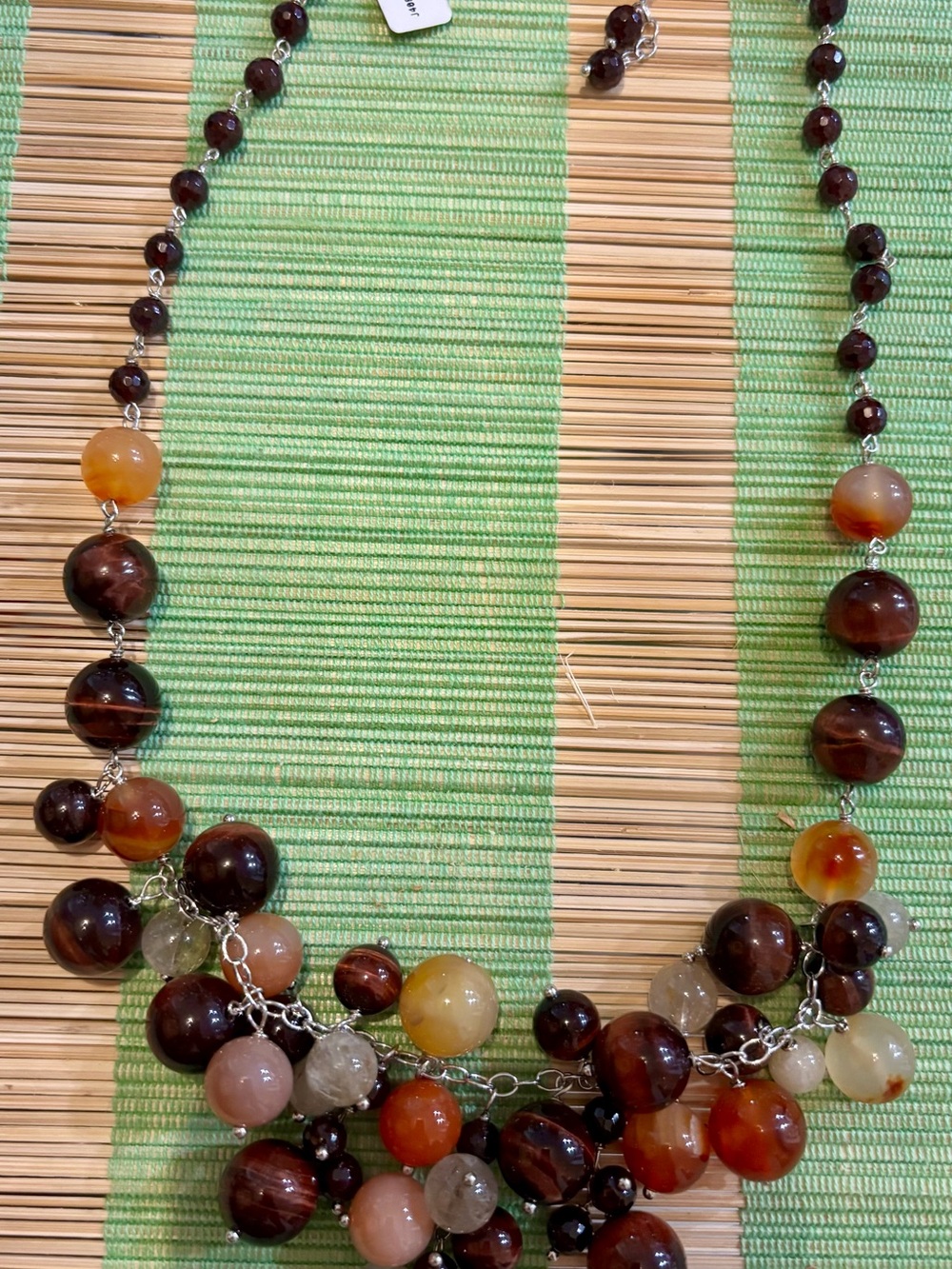 Cluster Agate Bead Necklace in Brown & Amber